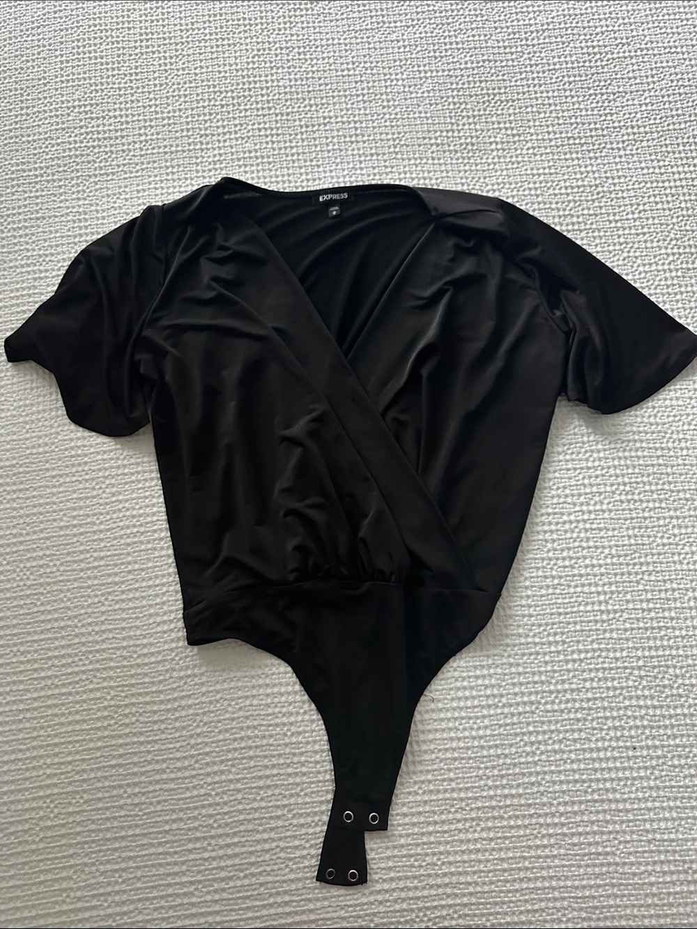 Express Black Wrap-Front Short Sleeve Bodysuit